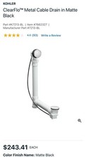 Kohler K-7213-BL Clearflo Cable Bath Tub Drain in Matte Black