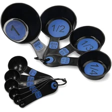 Easy to Read Plastic, Measuring Cup Set, 10 piece set, Blue