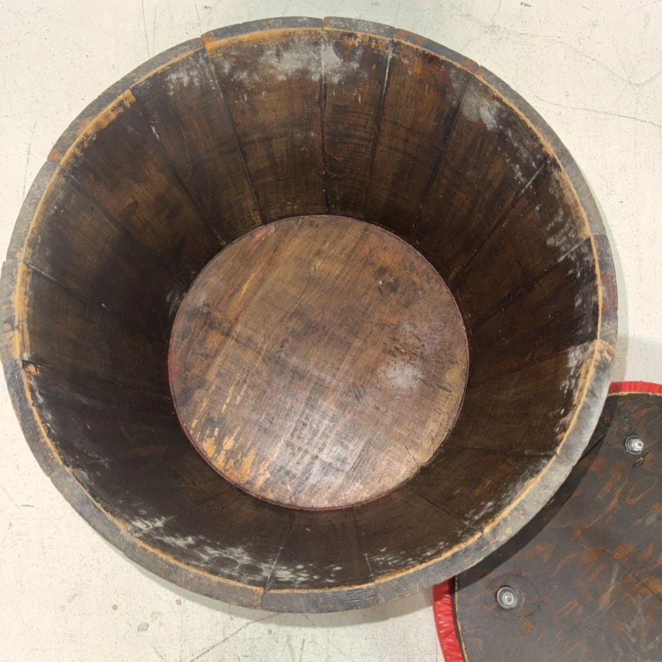 Taburete rodante otomano barril madera roble vino whisky rústico vintage reposapiés Foto 3 de 3