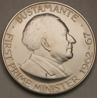 JAMAICA 1 Dollar 1974 FM Matte Copper Nickel Bustamante aUNC 18