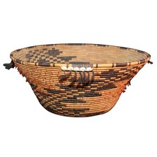 Vintage Pomo Basket with Feathers and Shell Beads