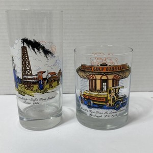 Vintage GULF Motor Oil Drinking Glass Collector 1 Each 6.25 in. & 4 in. Gas Fuel