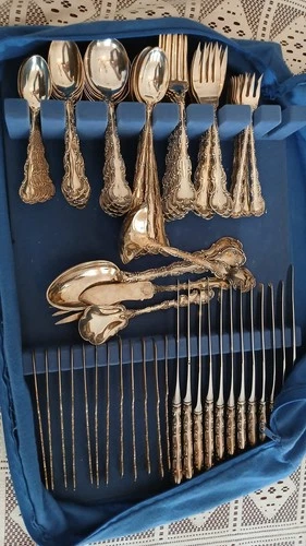 gorham strasbourg sterling silver flatware Luncheon set for 12 -113 pieces