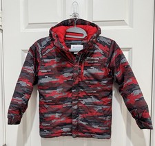 Columbia Boys' Kid  s Red Multicolored Insulated Puffer Hood Jacket Coat Sz XS