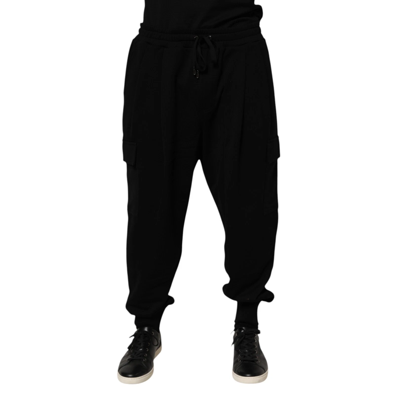 DOLCE & GABBANA Pants Black Cotton Blend Cargo Joggers Drawstring IT56/W42/XXL