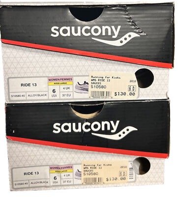 Saucony Ride 13 Alloy Black Running Shoes Womens Sz D S10580-40 New  $130