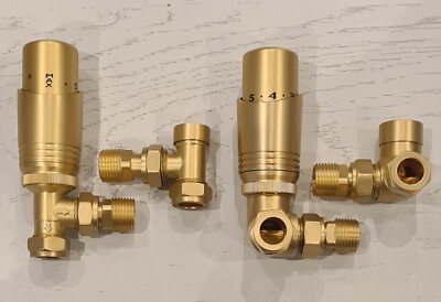 Designer TRV Thermostat Handtuchhalter Heizkörperventile 15 mm Messing gebürstet KT