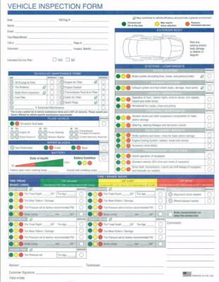 250 Multi-Point Automotive Vehicle Inspection Generic 2 Part Forms #7289