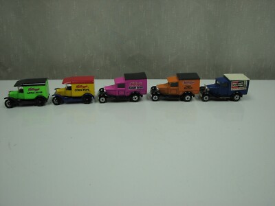 Set of Kellogg's Cereal Matchbox Trucks Ford Model A & Model T Plus Champion.