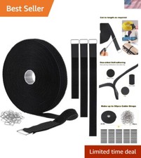 Heavy-Duty 1"x32ft Adjustable Cable Straps with Metal Buckles for Organizing