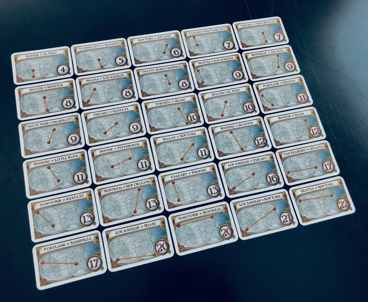 Ticket To Ride | All 30 Destination Ticket Cards | Extra/Replacement Game Pieces | eBay Australia Ticket To Ride | All 30 Destination Ticket Cards | Extra/Replacement Game Pieces | eBay Australia
