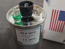 Amrad USA2291 35/7.5 uF MFD x 370/440 VAC Motor Dual Run Capacitor Made in USA!!