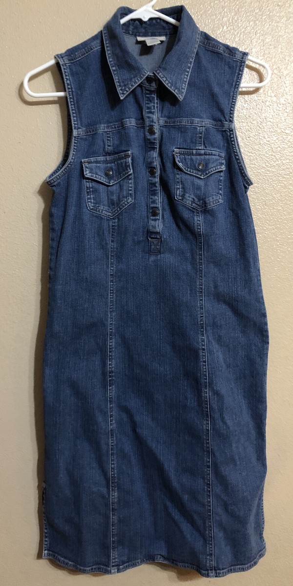 old navy sleeveless denim dress Old Navy Women’s 6 Blue Jean Sleeveless Stretch Denim Dress