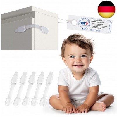 Sweet Safety 6 x TÜV Schadstoff geprüfte Schubladensicherung Baby in weiß | Ba
