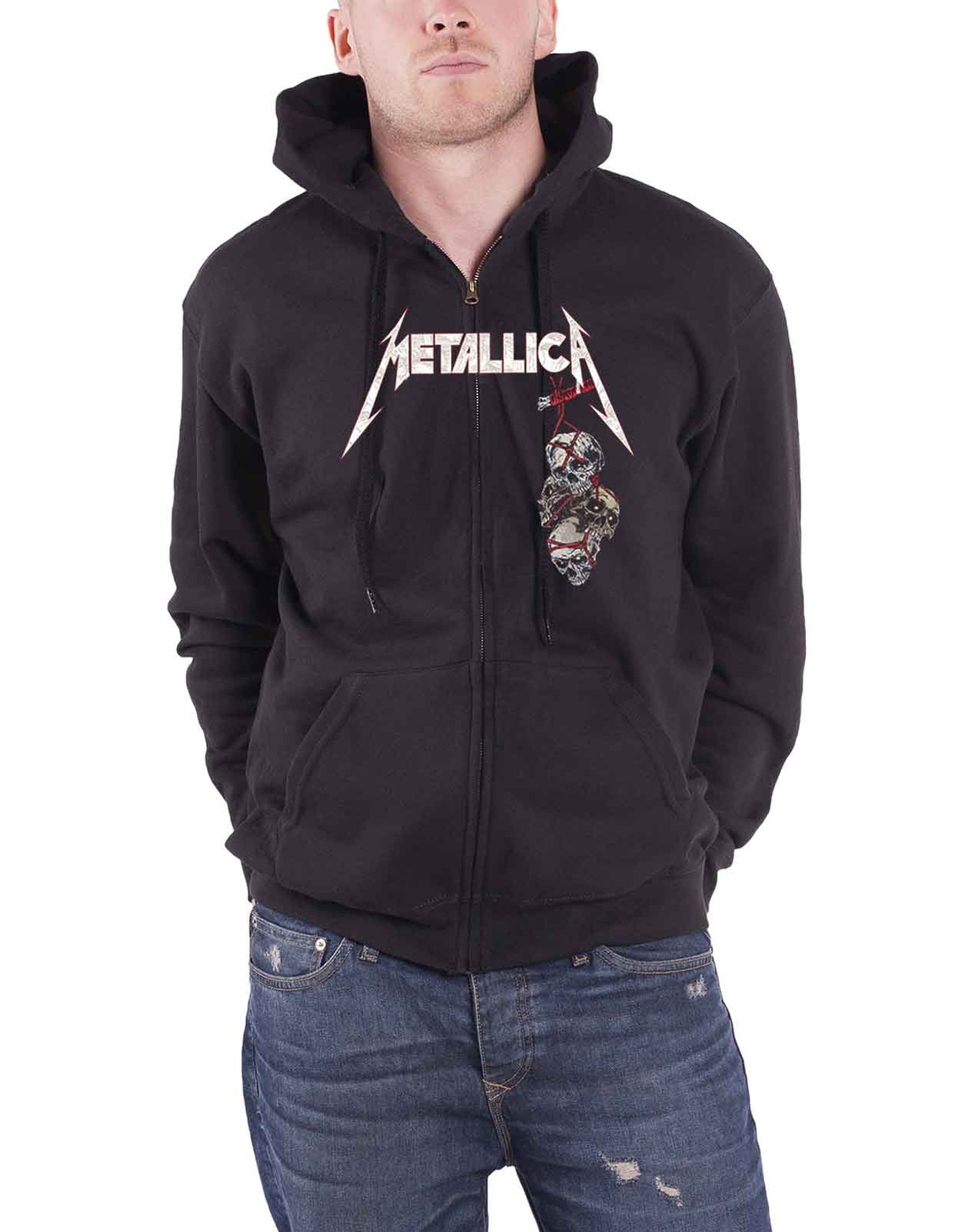 Metallica Hoodie Death Reaper Band Logo new Official Mens Black Zipped Size S