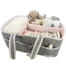 Baby Diaper Caddy Organizer - Nursery Storage Basket Bin Baby Item Blush, Large