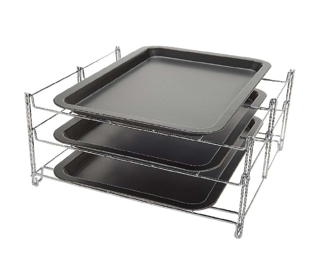 Betty Crocker 3-Tier Baking Rack with 3 Large Baking Sheets 