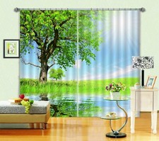 3D Sunny Lawn Tree ZHUA2602 Photo Curtain Window Blockout Fabric Amy 2023