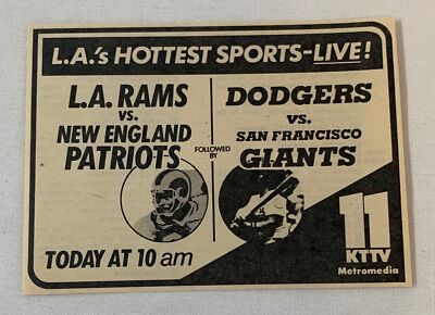#ad 1979 KTTV tv ad RAMS vs PATRIOTS football DODGERS vs GIANTS baseball $6.29