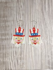 USA Flag Seed bead earrings, American, Independence day, Multi Colors, hand-made