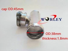 38mm 1-1/2" Hose Aluminum In-Line Radiator Hose Filler Neck With Cap Silver