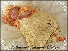 REBORN DOLL OR BABY KNITTING PATTERN F45 SUMMER DRESS SET 16-22" DOLL 0-3M BABY