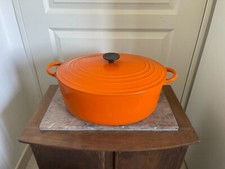 Antico Grande Casseruola Le Creuset Francia Ghisa Smaltata Vintage 35 X 28 CM