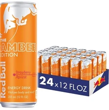 Red Bull Amber Edition Strawberry Apricot Energy Drink, 12 Fl Oz, 24 Cans