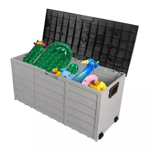 Gray Outdoor Storage Deck Box Large Chest Bin Patio Garden 75-Gal Container - Picture 2 of 7