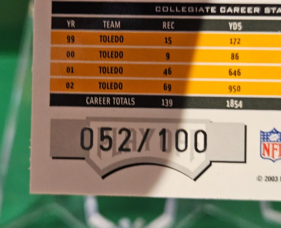 2003 Playoff Honors /100 X's CARL FORD #141 - Image 2 of 4