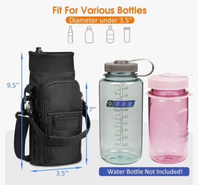 NEW SITHON Neoprene Insulated Water Bottle & Phone Carrier Sling Bag BLACK