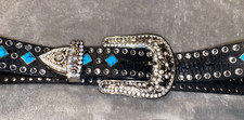 WOMENS NACONA LARGE WESTERN TURQUOISE STONE BELT WITH CRYSTALS