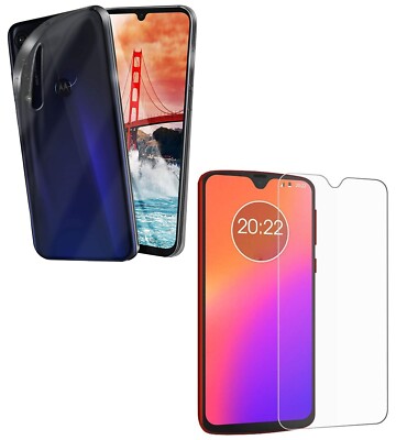 FOR MOTOROLA MOTO G8 PLUS SILICONE CASE COVER + TEMPERED GLASS FILM +