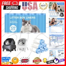 Professional Litter Box Liners 120 Pack - Leakproof, Easy Disposal, 6 Rolls