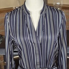 Ann Taylor Black Striped Shirt Dress Size M