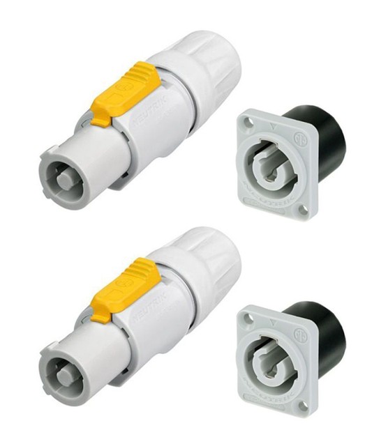 Connecteur PowerCon Neutrik NAC3MPB - Embase Grise 20A/250V, Verrouillable, Pour Courant Fort