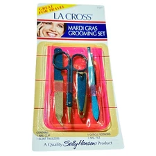 Sally Hansen La Cross Mardi Gras grooming  Set CLIP, TWEEZERS ,FILE & SCISSORS