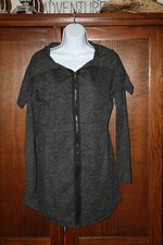 Simply Vera, Women's Charcoal tunic, zip front, shawl collar, Small, NWT