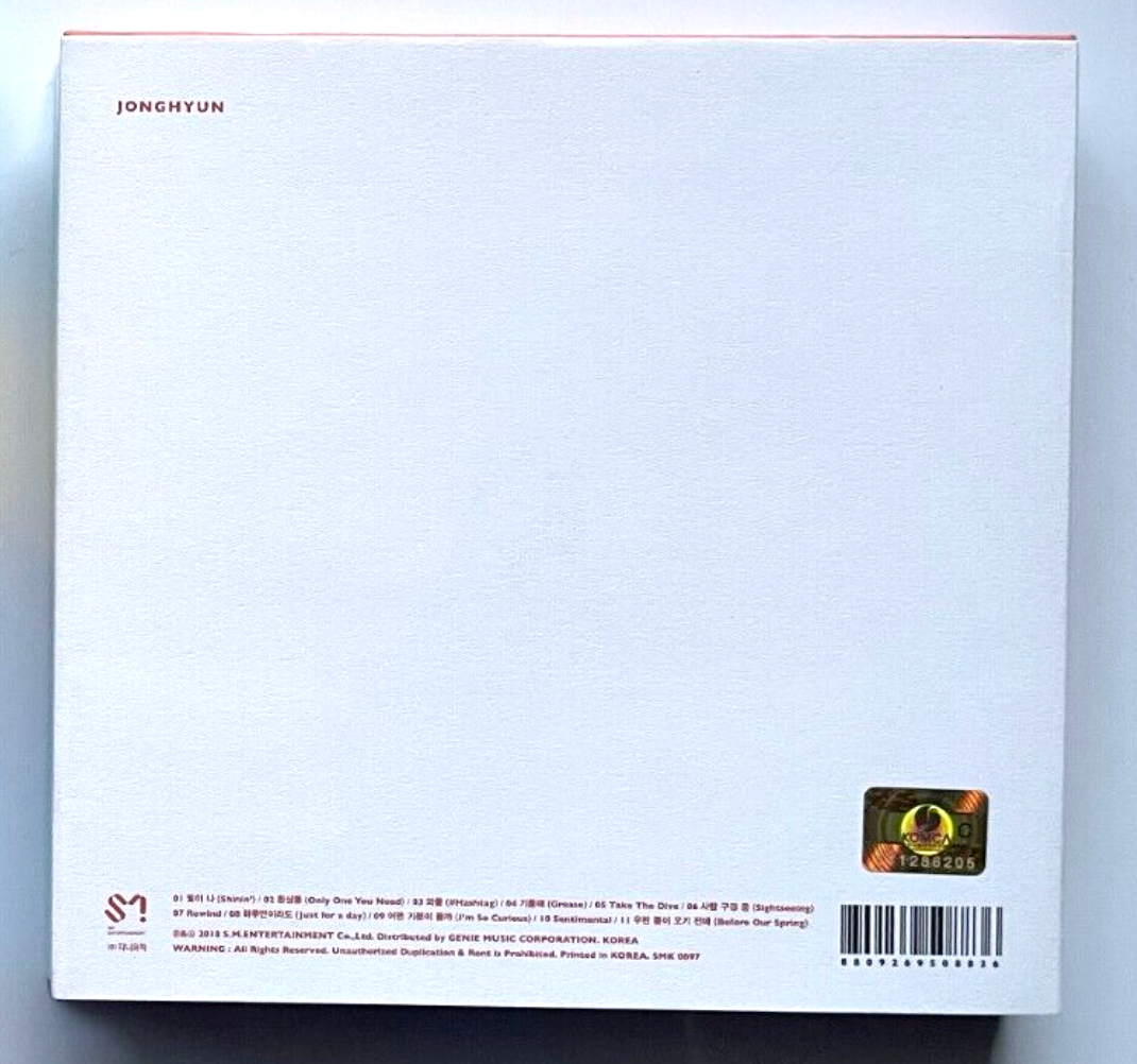 SHINee JONGHYUN Skeleton Flower Book Novel Language : Korean +