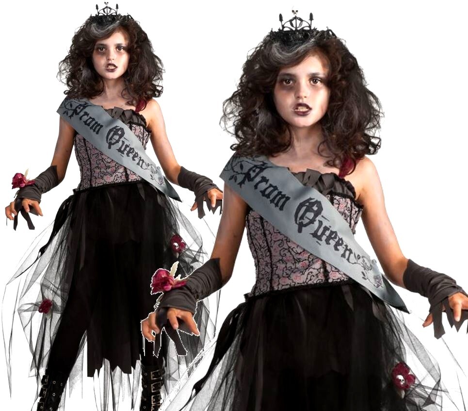 Halloween Children's Ladies Fancy Dress Child GOTH PROM QUEEN