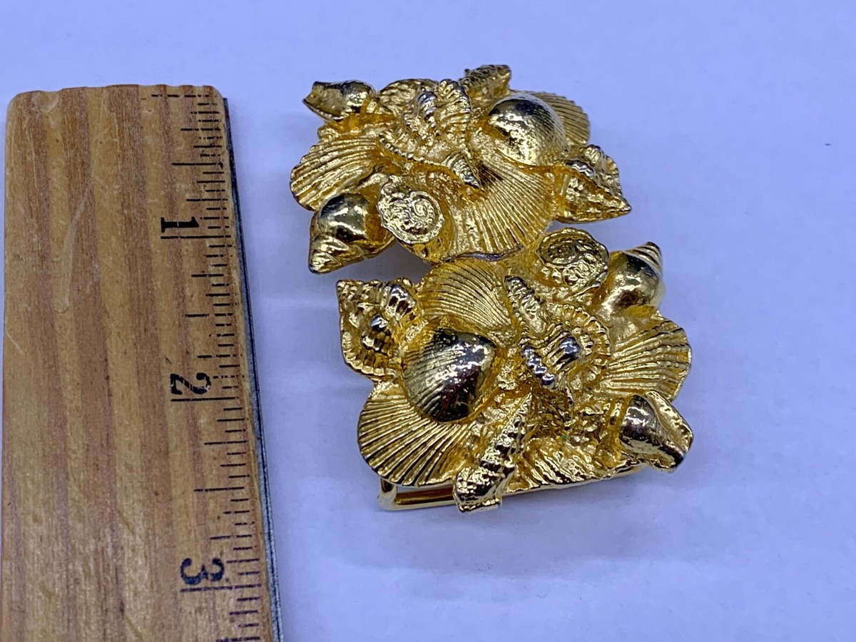 Mimi Di N Gold Tone Vintage Signed 1 Piece Seashell Cinch 