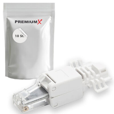 10x PremiumX Netzwerk Stecker RJ45 Cat 6A UTP Toolless PLUG Werkzeuglos Montage
