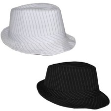 Pinstripe Fedora Al Capone Gangster Adult Costume Accessory Halloween Hat, Bl...