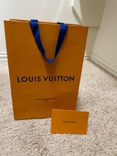 Authentic LOUIS VUITTON Orange Paper Shopping/Gift Bag 14  x10  x4.5  Receipt Card
