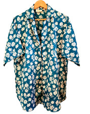 Vintage Victoria's Secret Sleep Shirt Gold Label Women's Size P/S Floral Blue