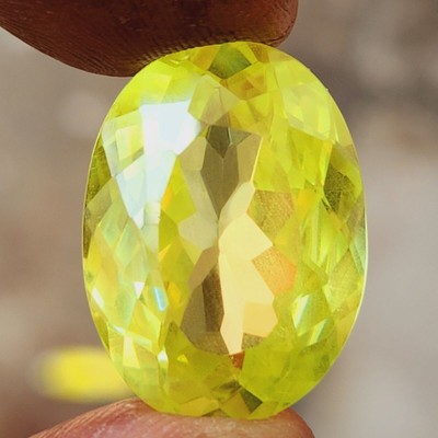 34 Cts Oval Shape Apple Green Zircon Certified Faceted Cut Loose Gemstone C072