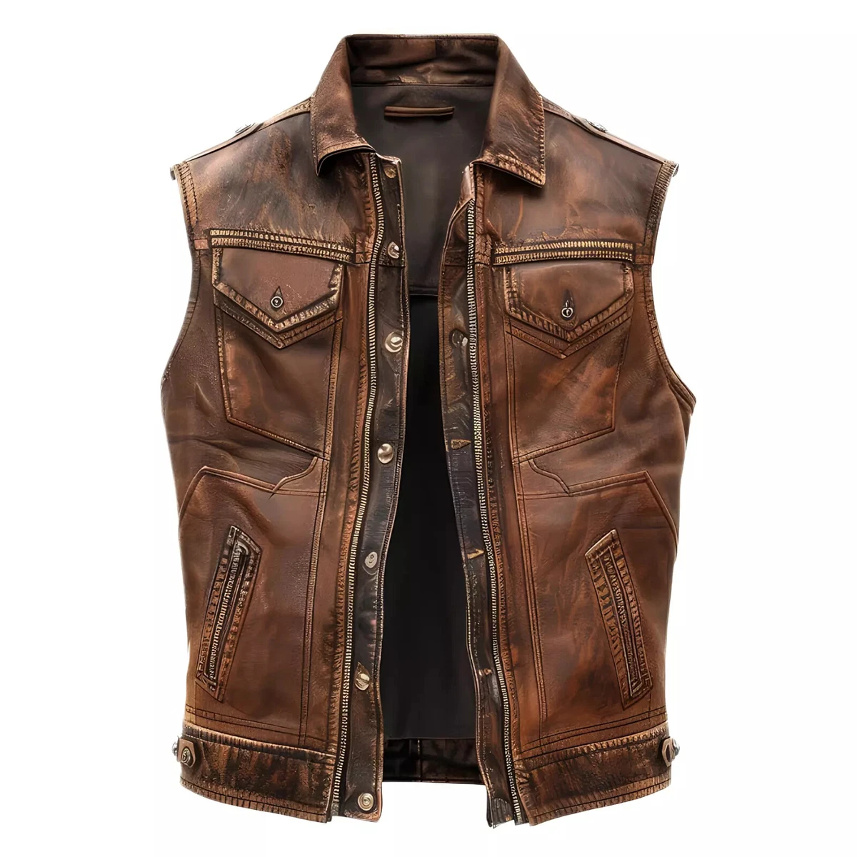 mens faux leather vest products for sale | eBay