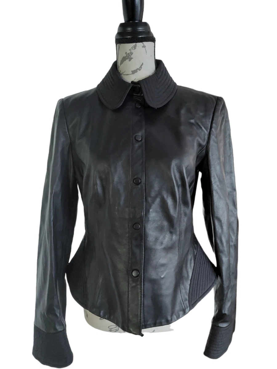 Armani collezioni hotsell leather jacket womens