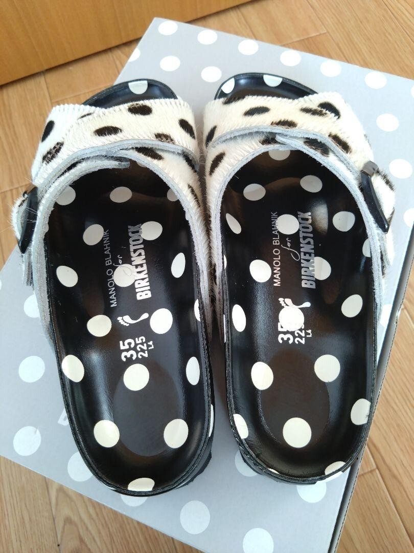 MANOLO BLAHNIK × Birkenstock◆ Rodra polka-dot Rodra Manolo Blahnik Cowhide Polka Dots White Black