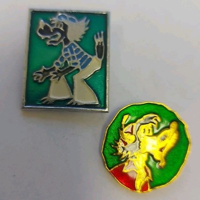 Pin  Badge USSR , Cartoon Fairy Tall,  NU POGODI, WOLF & HARE./2pcs.